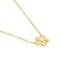 Collar con baño de oro 18 kt sobre plata y flor con perla cultivada Iris Motif^TOUS Sale