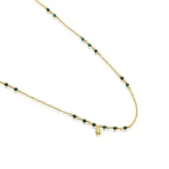 Collar con baño de oro 18 kt sobre plata y malaquita Bold Bear^TOUS Hot