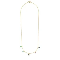 Collar con baño de oro 18 kt sobre plata y cinco motivos de gemas multicolores de 2-5mm. 45 cm Glory^TOUS Best