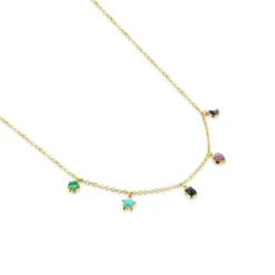Collar con baño de oro 18 kt sobre plata y cinco motivos de gemas multicolores de 2-5mm. 45 cm Glory^TOUS Best