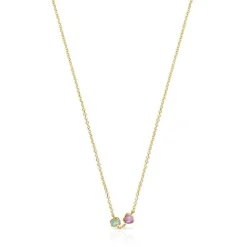 Collar con baño de oro 18 kt sobre plata y amazonita y amatista Glory^TOUS Hot