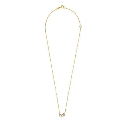 Collar con baño de oro 18 kt sobre plata y amazonita y amatista Glory^TOUS Hot
