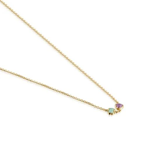 Collar con baño de oro 18 kt sobre plata y amazonita y amatista Glory^TOUS Hot