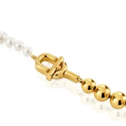 Collar con baño de oro 18 kt sobre plata y perlas cultivadas MANIFESTO^TOUS Discount