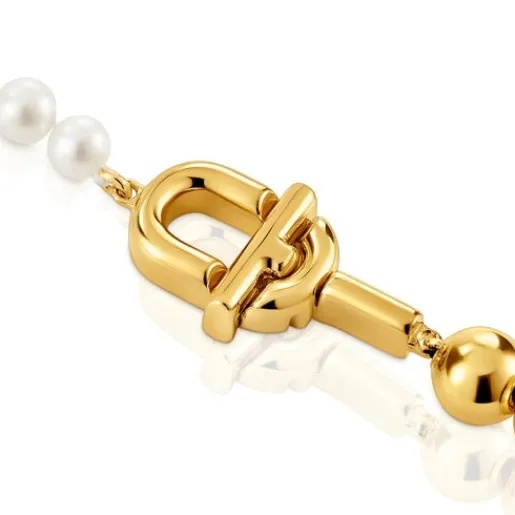 Collar con baño de oro 18 kt sobre plata y perlas cultivadas MANIFESTO^TOUS Discount