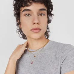 Collar con baño de oro 18 kt sobre plata corazón rosa Gregal^TOUS New