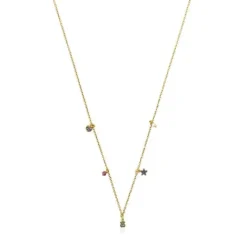 Collar con baño de oro 18 kt sobre plata, gemas y perla New Motif^TOUS