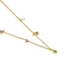 Collar con baño de oro 18 kt sobre plata, gemas y perla New Motif^TOUS