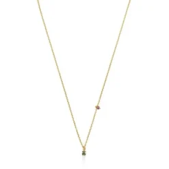 Collar con baño de oro 18 kt sobre plata y oso de cromodiópsidos New Motif^TOUS Best