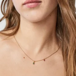 Collar con baño de oro 18 kt sobre plata y oso de cromodiópsidos New Motif^TOUS Best