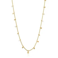 Collar corto con baño de oro de 18 kt sobre plata, perlas cultivadas y gemas Grain^TOUS Outlet