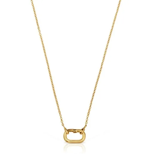 Collar corto con baño de oro 18 kt sobre plata con anilla Hold Oval^TOUS Outlet