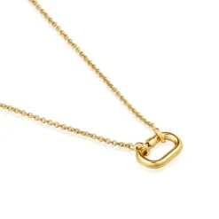 Collar corto con baño de oro 18 kt sobre plata con anilla Hold Oval^TOUS Outlet
