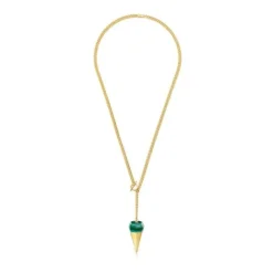 Collar corto con baño de oro 18 kt sobre plata y malaquita crisocola X LEA COLOMBO^TOUS Hot