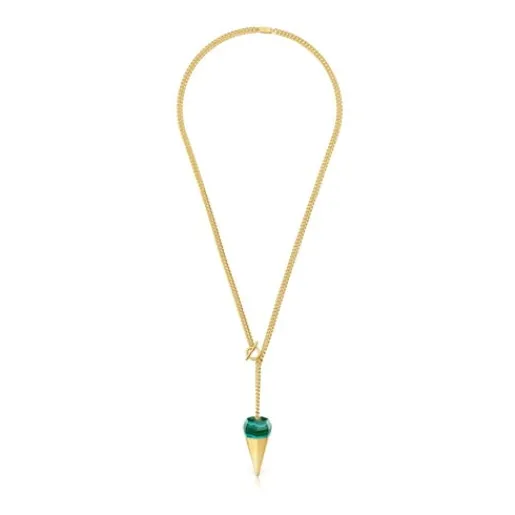 Collar corto con baño de oro 18 kt sobre plata y malaquita crisocola X LEA COLOMBO^TOUS Hot