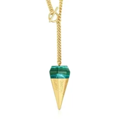 Collar corto con baño de oro 18 kt sobre plata y malaquita crisocola X LEA COLOMBO^TOUS Hot