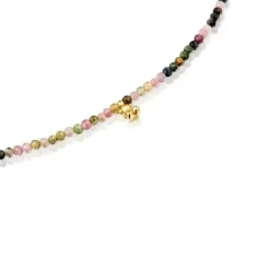 Collar corto con baño de oro 18 kt sobre plata y turmalinas Bold Bear^TOUS Discount