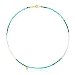 Collar corto con baño de oro 18 kt sobre plata y turmalinas Bold Bear^TOUS