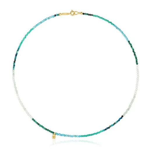 Collar corto con baño de oro 18 kt sobre plata y turmalinas Bold Bear^TOUS