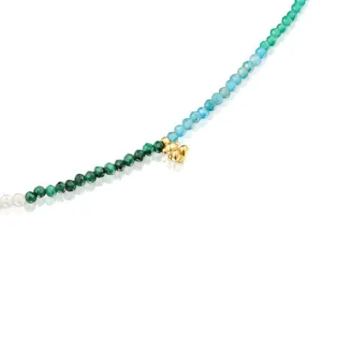 Collar corto con baño de oro 18 kt sobre plata y turmalinas Bold Bear^TOUS