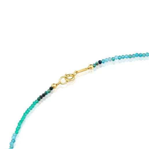 Collar corto con baño de oro 18 kt sobre plata y turmalinas Bold Bear^TOUS