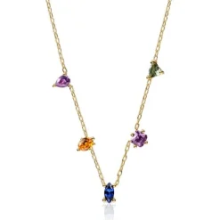 Collar corto con baño de oro 18 kt sobre plata y gemas creadas en laboratorio Color LGG^TOUS Sale