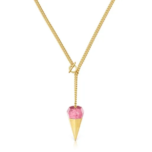 Collar corto con baño de oro 18 kt sobre plata y thulita X LEA COLOMBO^TOUS New