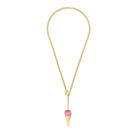 Collar corto con baño de oro 18 kt sobre plata y thulita X LEA COLOMBO^TOUS New