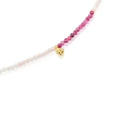 Collar corto con baño de oro 18 kt sobre plata y turmalinas Bold Bear^TOUS