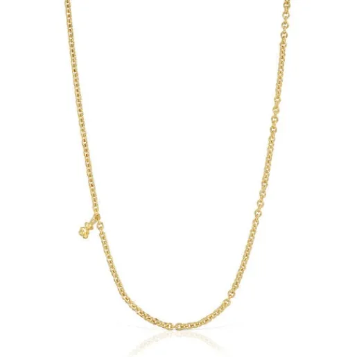 Collar corto con baño de oro 18 kt sobre plata y anillas redondas Bold Bear^TOUS Best