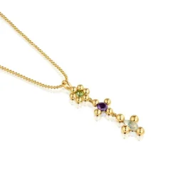 Collar corto con baño de oro 18 kt sobre plata y gemas Sugar Party^TOUS New