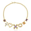 Collar corto con baño de oro 18 kt sobre plata y motivos con gemas Sugar Party^TOUS Best