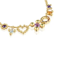 Collar corto con baño de oro 18 kt sobre plata y motivos con gemas Sugar Party^TOUS Best