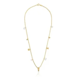 Collar corto con baño de oro de 18 kt sobre plata, perlas cultivadas y motivos Grain^TOUS New