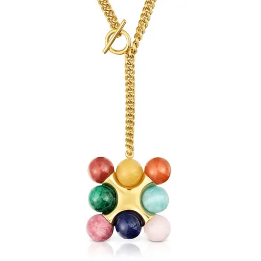 Collar corto con baño de oro 18 kt sobre plata y multigemas X LEA COLOMBO^TOUS Clearance