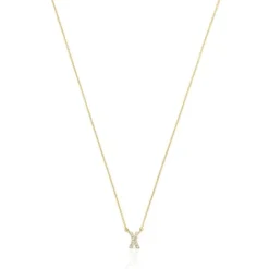 Collar corto de oro y 0,05 ct de diamantes letra X Alphabet^TOUS Clearance