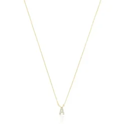 Collar corto de oro y 0,05 ct de diamantes letra A Alphabet^TOUS Discount