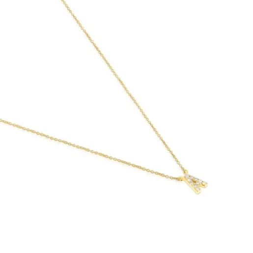 Collar corto de oro y 0,05 ct de diamantes letra A Alphabet^TOUS Discount