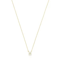 Collar corto de oro y 0,05 ct de diamantes letra H Alphabet^TOUS