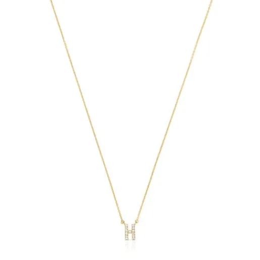 Collar corto de oro y 0,05 ct de diamantes letra H Alphabet^TOUS