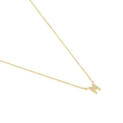 Collar corto de oro y 0,05 ct de diamantes letra M Alphabet^TOUS