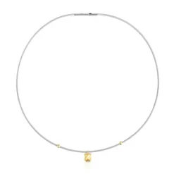 Collar corto de oro y acero motivo oso Mesh Tube^TOUS Clearance