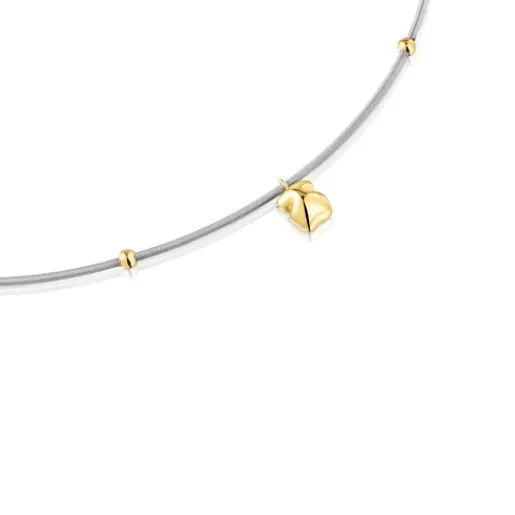 Collar corto de oro y acero motivo oso Mesh Tube^TOUS Clearance