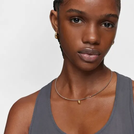 Collar corto de oro y acero motivo oso Mesh Tube^TOUS Clearance