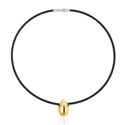 Collar corto de oro y acero IP negro motivo lagrima Mesh Tube^TOUS Clearance