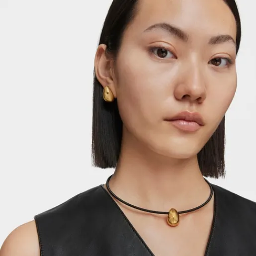 Collar corto de oro y acero IP negro motivo lagrima Mesh Tube^TOUS Clearance