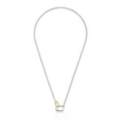Collar corto de plata con anillas bicolor Hold Oval^TOUS Hot