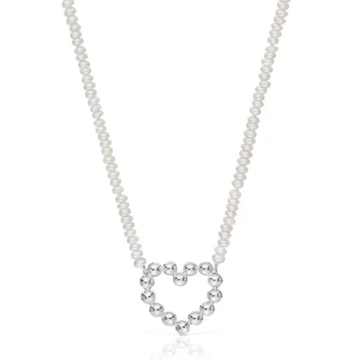 Collar corto de plata motivo corazón y perlas cultivadas Sugar Party^TOUS Online