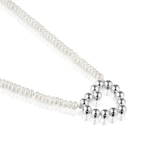 Collar corto de plata motivo corazón y perlas cultivadas Sugar Party^TOUS Online