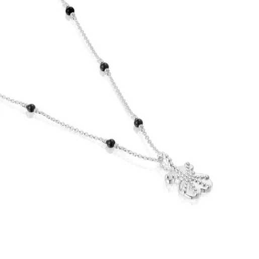 Collar corto de plata, ónix y motivo oso Grain^TOUS New